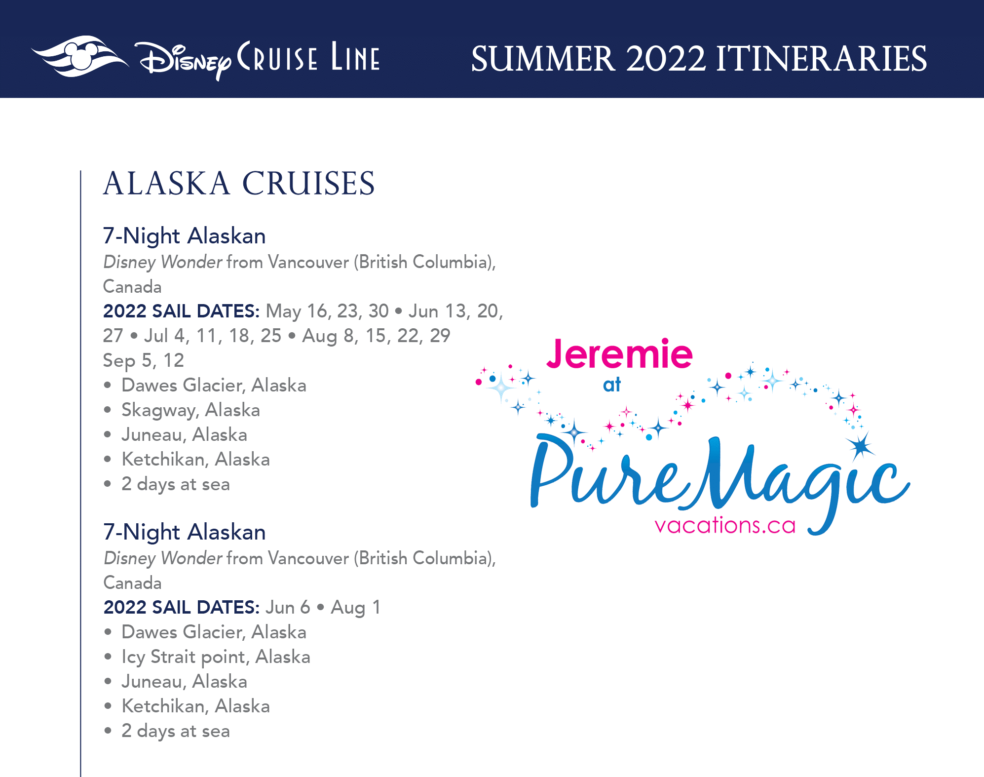 disney cruise alaska schedule