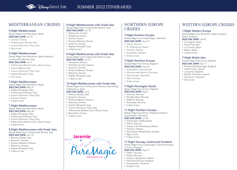 Disney Cruise Line Summer 2022 Itineraries & Destinations Jeremie at